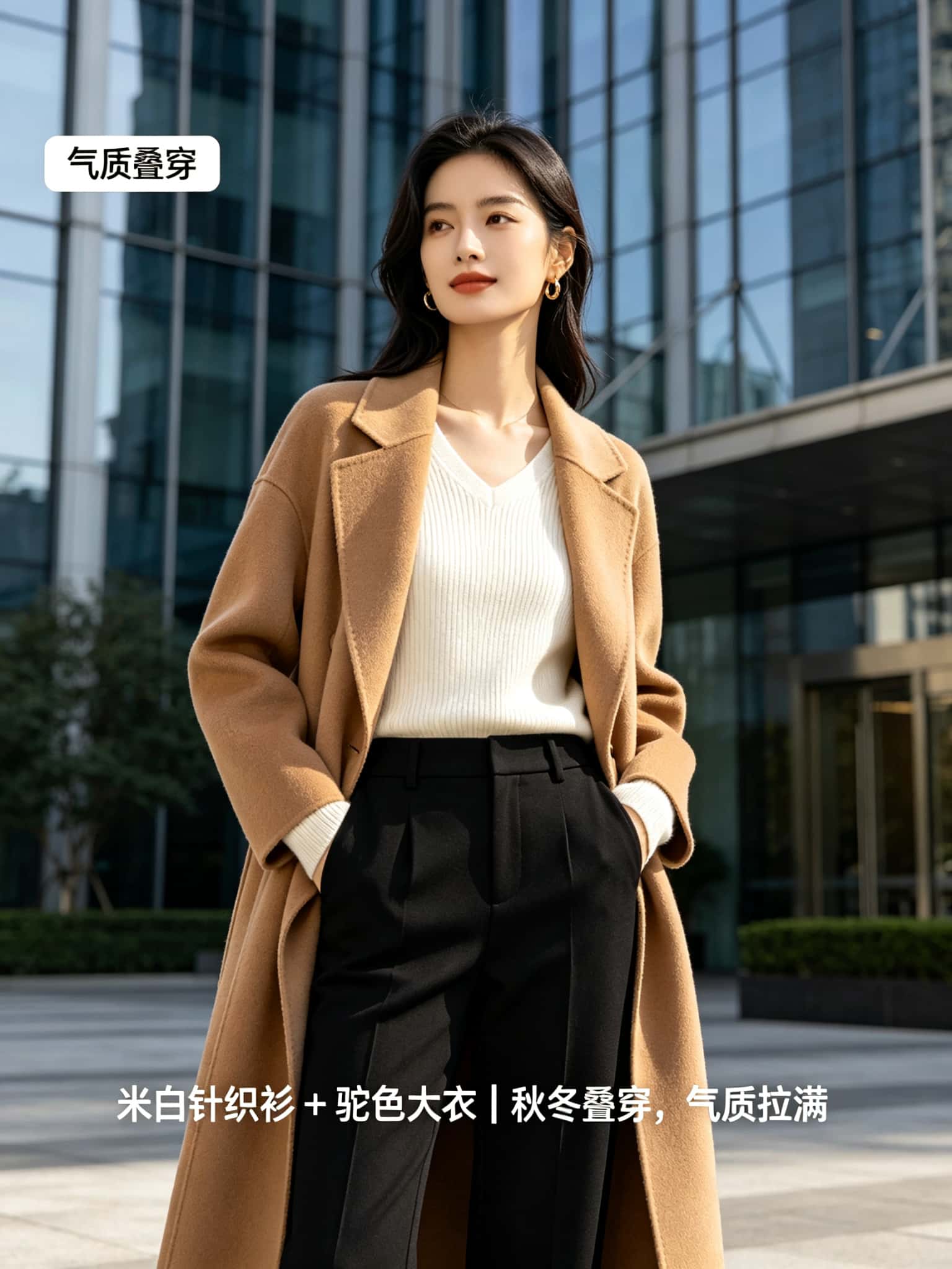 AI 生成的商品通勤穿搭场景图