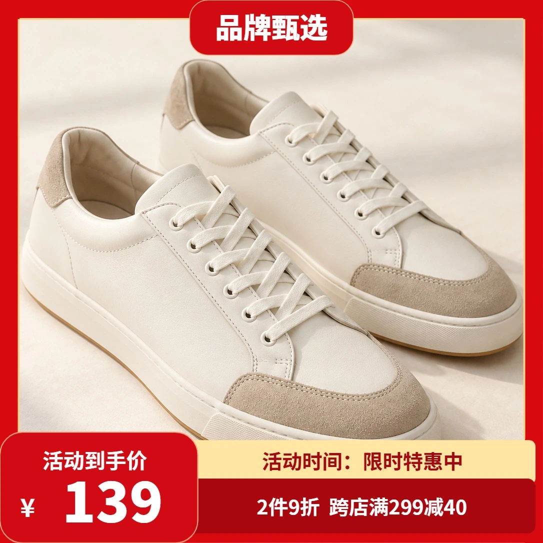 电商促销图示例:鞋子主图叠加品牌标题、活动价格和满减优惠