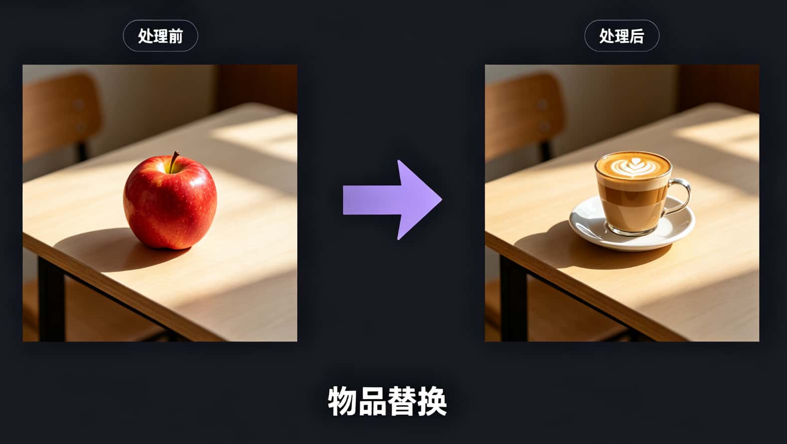 物品替换处理前后效果对比
